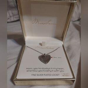 Silver Heart MOM Locket Necklace